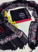 Linen Cotton Black Casual Wear Printed Salwar Suit